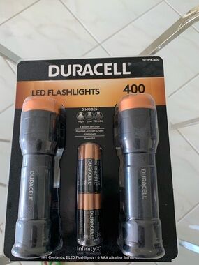 Duracell 2-Pack 400LM LED Flashlights - Black with Orange Accents